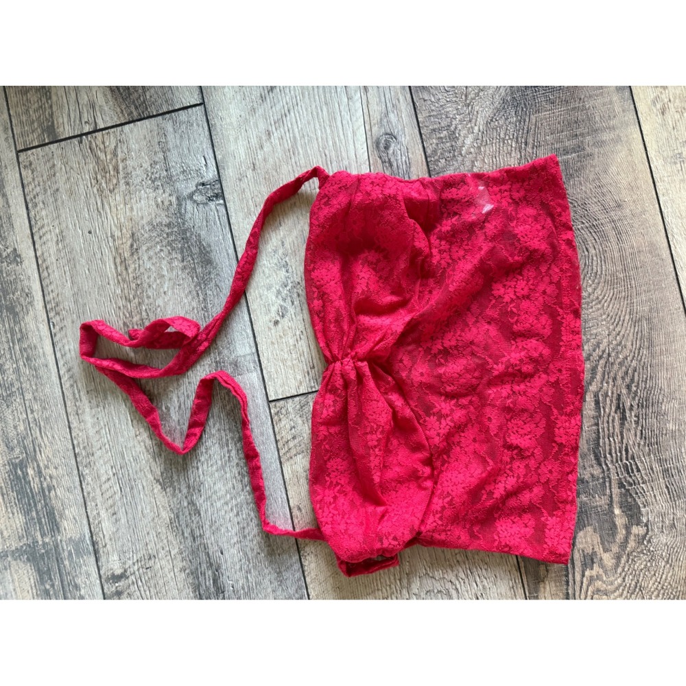 SHEIN Lace Drawstring Tube Top Red Size L‎